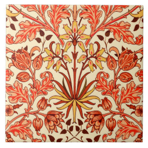 Azulejo De Cerâmica William Morris Hyacinth Impressão, Orange e Rust