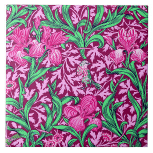 Azulejo De Cerâmica William Morris Irises, Fuchsia Pink e Wine