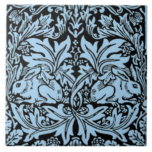 Azulejo De Cerâmica William Morris Irmão Coelho Azul Claro Preto