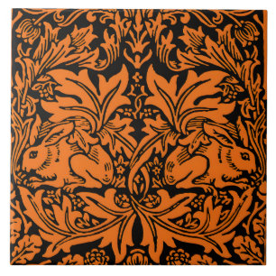 Azulejo De Cerâmica William Morris Irmão Coelho Preto Ferrugem Padrão