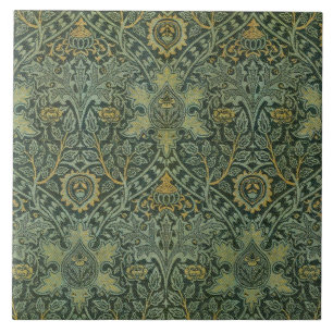 Azulejo De Cerâmica William Morris Ispahan Verde Teal Floral Arte