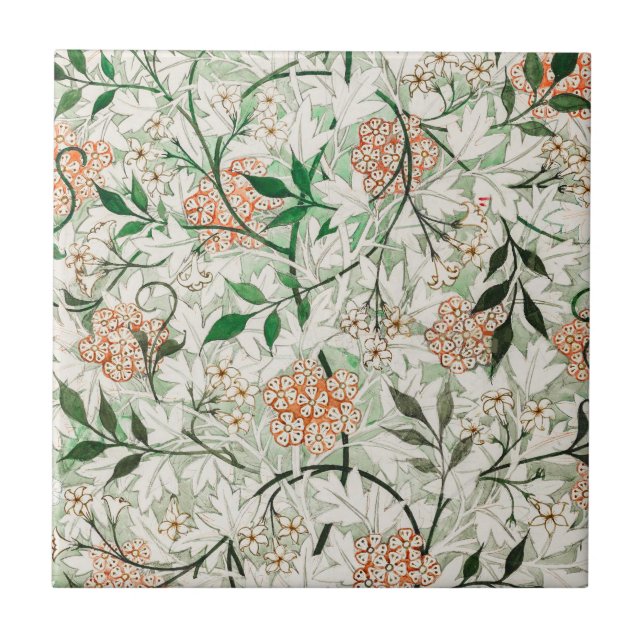 Azulejo De Cerâmica William Morris Jasmine Garden Flower Classic (Frente)