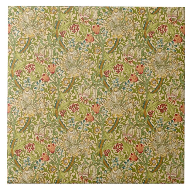 Azulejo De Cerâmica William Morris "Lírio Dourado" 2 (Frente)