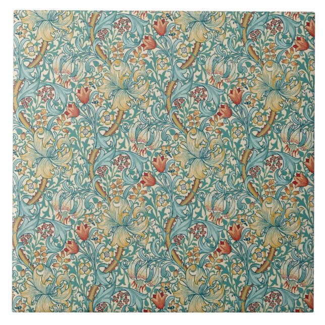 Azulejo De Cerâmica William Morris "Lírio Dourado" 3 (Frente)