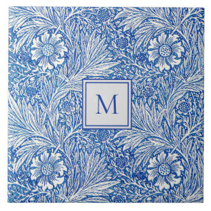 Azulejo De Cerâmica William Morris Marigold Blue Monograma