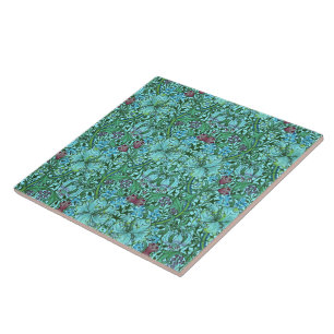 Azulejo De Cerâmica William Morris Ouro Lily Floral Fllowers Blue
