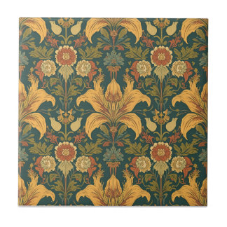 Azulejo De Cerâmica William Morris Ouro Lily Vintage Pré-Raphaelite
