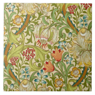 Azulejo De Cerâmica William Morris Ouro Lily Vintage Pré-Raphaelite