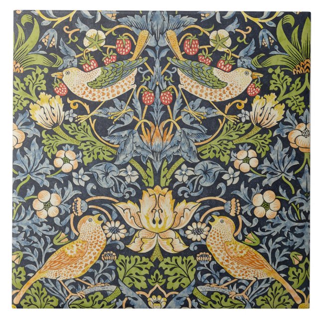 Azulejo De Cerâmica William Morris - Padrão Floral de Thief de Morango (Frente)