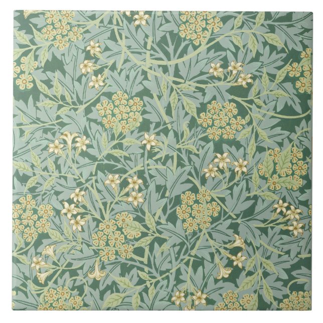 Azulejo De Cerâmica William Morris, padrão Jasmine, (Frente)
