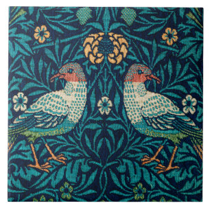 Azulejo De Cerâmica William Morris - Pássaros e Padrão Floral