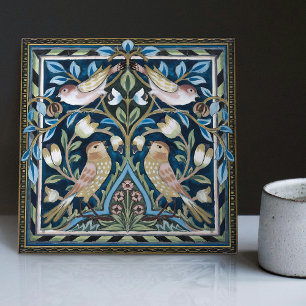 Azulejo De Cerâmica William Morris Pássaros e Tulipas Arte Nova