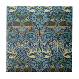 Azulejo De Cerâmica William Morris Pavão e Dragão Desenho Tecido