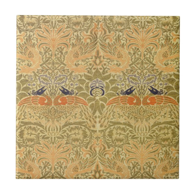 Azulejo De Cerâmica William Morris Peacock & Dragon Arts & Artesanatos (Frente)