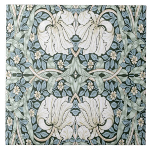 Azulejo De Cerâmica William Morris Pimpernel Azul Padrão Intricado