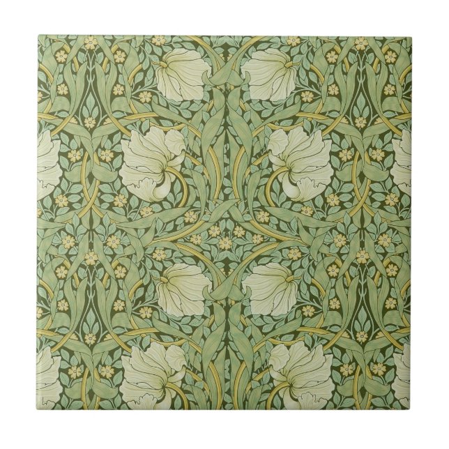 Azulejo De Cerâmica William Morris Pimpernel Floral Blue Wallpaper (Frente)