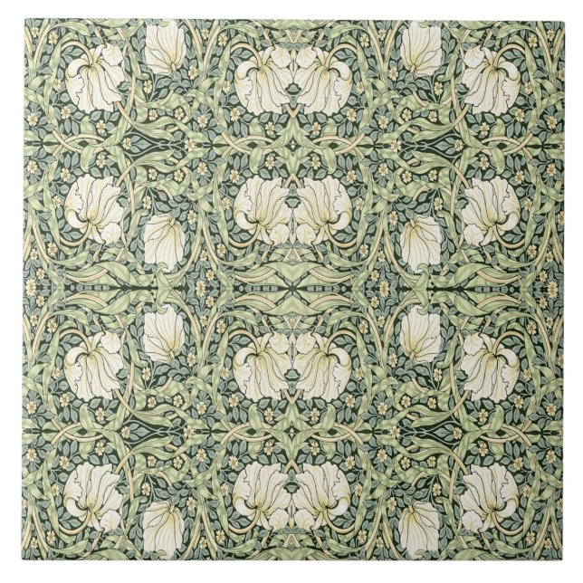 Azulejo De Cerâmica William Morris Pimpernel Green (Frente)