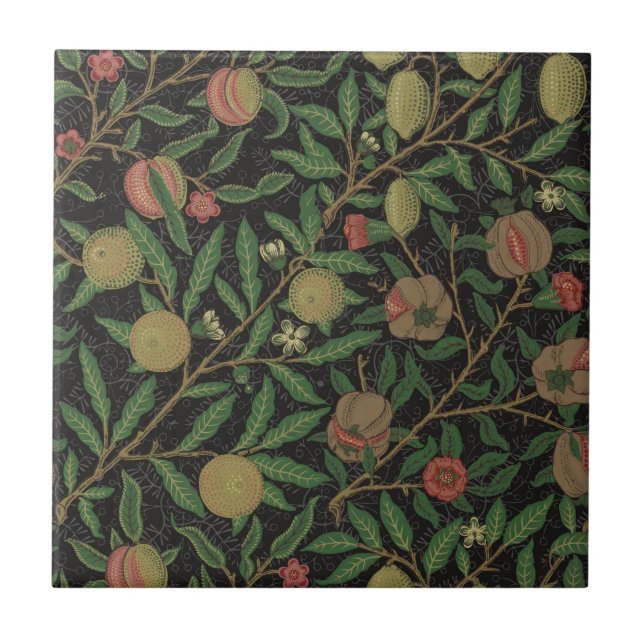 Azulejo De Cerâmica William Morris Pomegranate Fruta clássica (Frente)