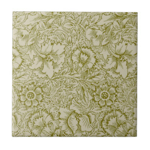 Azulejo De Cerâmica William Morris Poppy Classic Floral Green