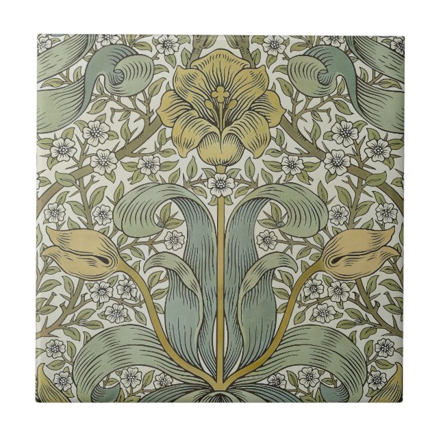 Azulejo De Cerâmica William Morris Primavera Thicket Classic Pattern (Frente)