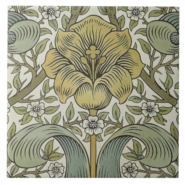 Azulejo De Cerâmica William Morris Primavera Thicket Classic Pattern (Frente)