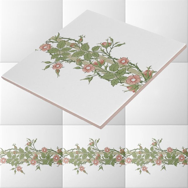 Azulejo De Cerâmica William Morris Rambler Floral Frieze Pattern (Criador carregado)