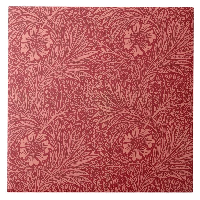 Azulejo De Cerâmica William Morris Red Marigold Pattern (Frente)