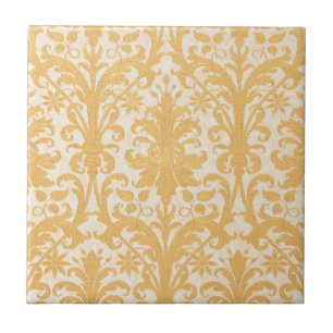 Azulejo De Cerâmica William Morris Salgueiro & Dourado Damasko Luxo