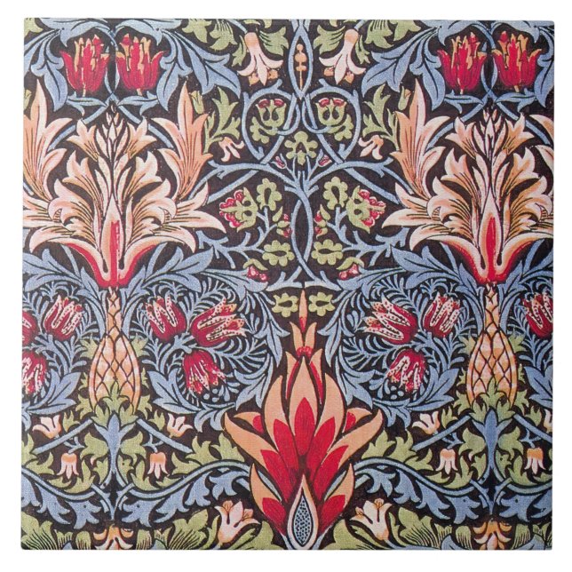 Azulejo De Cerâmica William Morris Snakeshead Floral Art Nouveau (Frente)