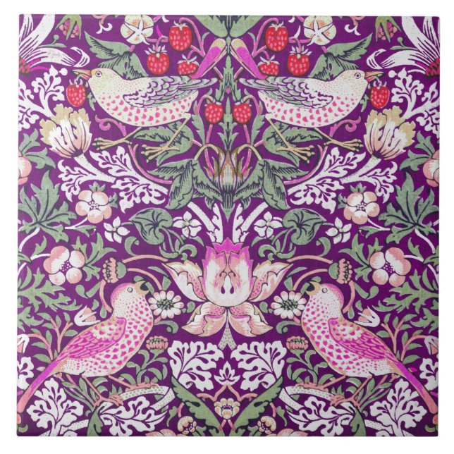 Azulejo De Cerâmica William Morris Strawberry Thief Pattern (Frente)