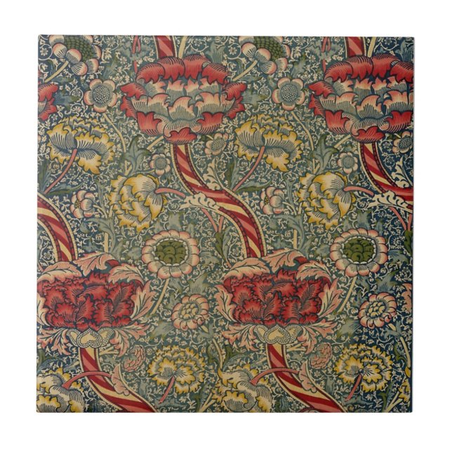 Azulejo De Cerâmica William * Morris Stripes e Flores | (Frente)