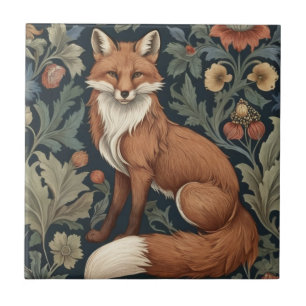 Azulejo De Cerâmica William Morris style Floral Left Face Fox