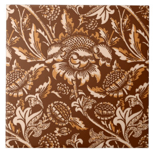 Azulejo De Cerâmica William Morris Sunflower, Chocolate Brown & Beige
