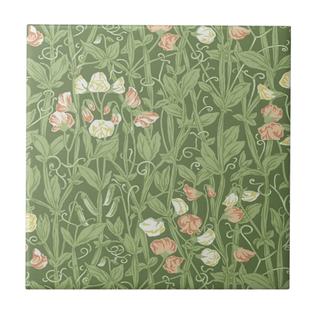 Azulejo De Cerâmica William Morris Sweet Pea Floral Design (Frente)