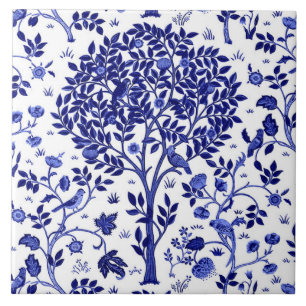 Azulejo De Cerâmica William Morris Tree of Life, Cobalt Blue and White