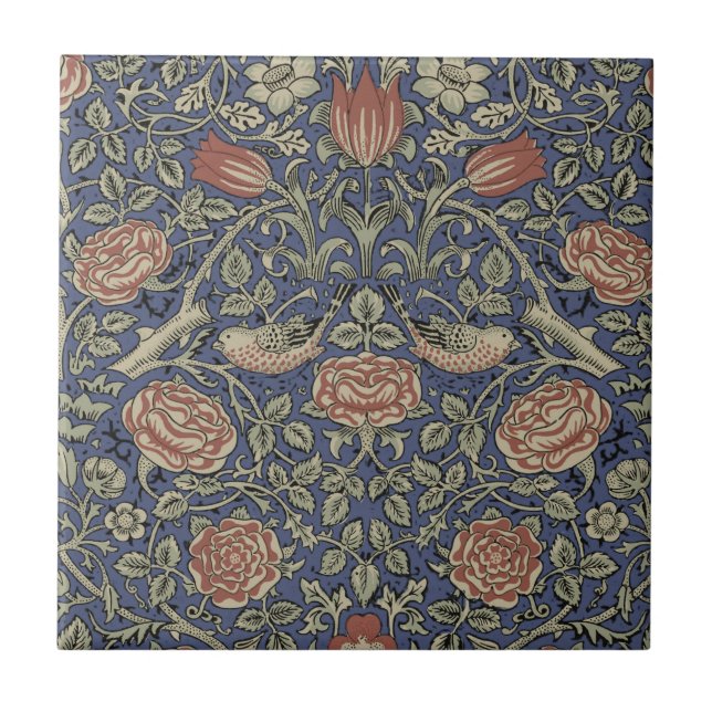 Azulejo De Cerâmica William Morris Tudor Rosa Wallpaper (Frente)