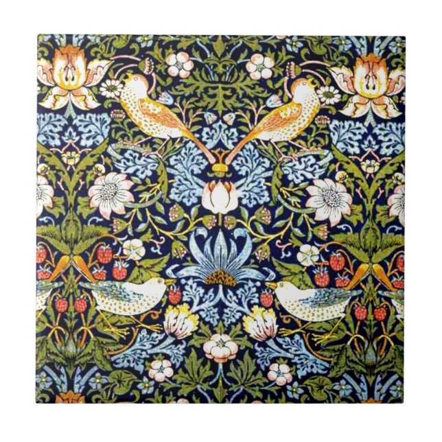 Azulejo De Cerâmica William Morris vintage design - Ladrão de Morango (Frente)
