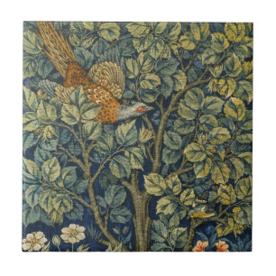 Azulejo De Cerâmica William Morris Vintage Faisão Esquilo Flor