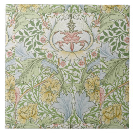 Azulejo De Cerâmica William Morris Vintage Floral Cor-de-Rosa Verde