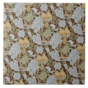 Azulejo De Cerâmica William Morris Vintage Floral Flor Branco Vermelho