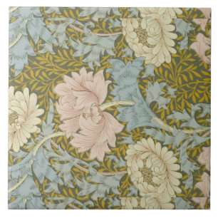 Azulejo De Cerâmica William Morris Vintage Floral Pink Chrysanthemum