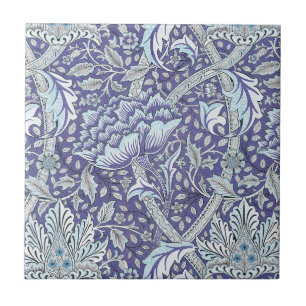 Azulejo De Cerâmica William Morris Windrush Padrão Floral Azul