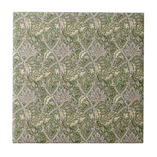 Azulejo De Cerâmica William * Morris Windrush Taupe Botânica Verde
