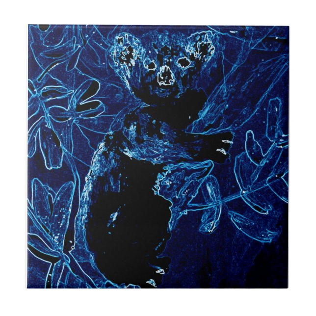 Azulejo De Cerâmica Willife Art Koala Bear Blue (Frente)