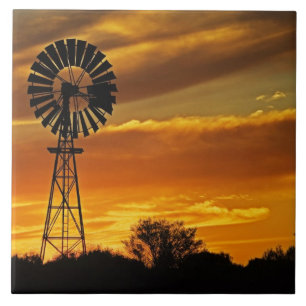 Azulejo De Cerâmica Windmill e Sunset, William Creek, Oodnadatta