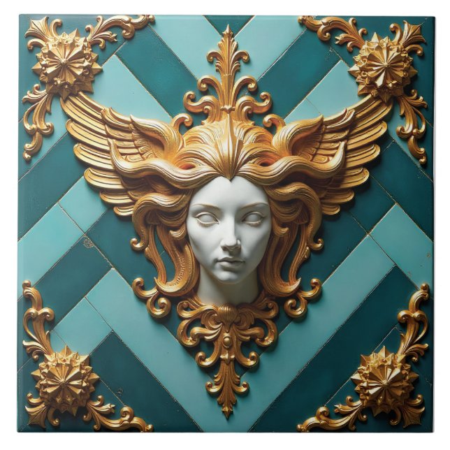 Azulejo De Cerâmica Winged Visage of Vesta (Frente)