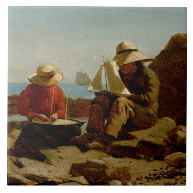 Azulejo De Cerâmica Winslow Homer - Os Construtores De Barcos (Frente)