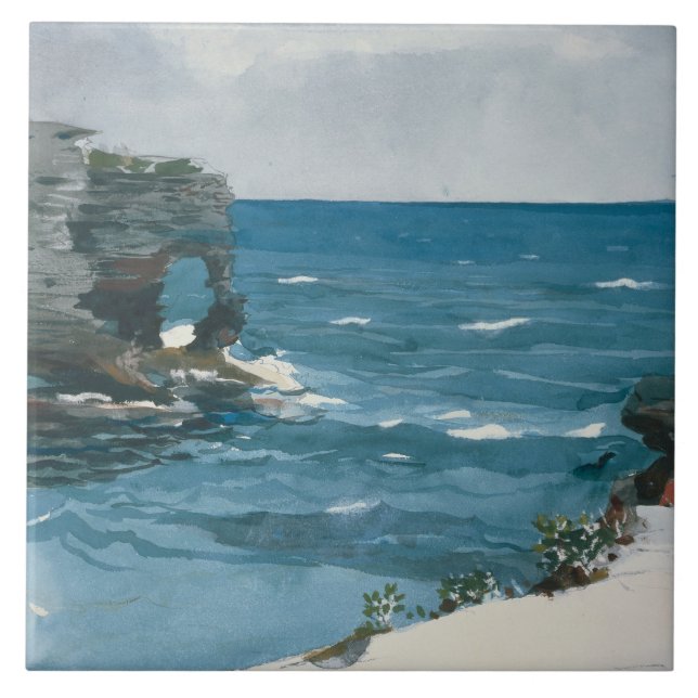 Azulejo De Cerâmica Winslow Homer - Shore Rocky, Bermudas (Frente)