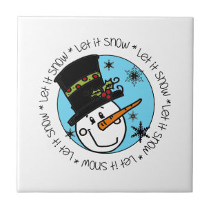 Azulejo De Cerâmica Winter Snowman Deixa-o nevar