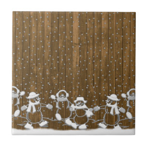 Azulejo De Cerâmica Winter Snowman Peace Love Destiny
